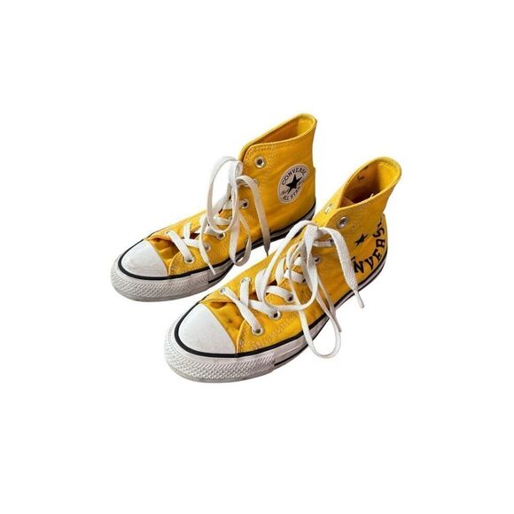 Converse Womens Yellow Chuck Taylor All Star Hi Smiley Sneakers Shoes Size 7 - Picture 4 of 7